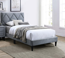Olivia Twin Platform Bed w Adjustable Headboard, Gray