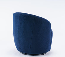 Trinity Teddy Upholstered Swivel Barrel Chair with Metal Ring - Dark Blue