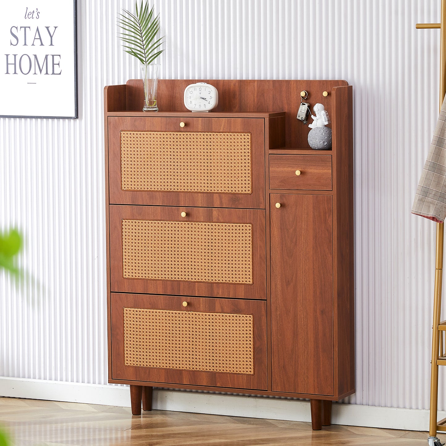 Tranquility Mid-Century Modern Cabinet with Shoe Storage
