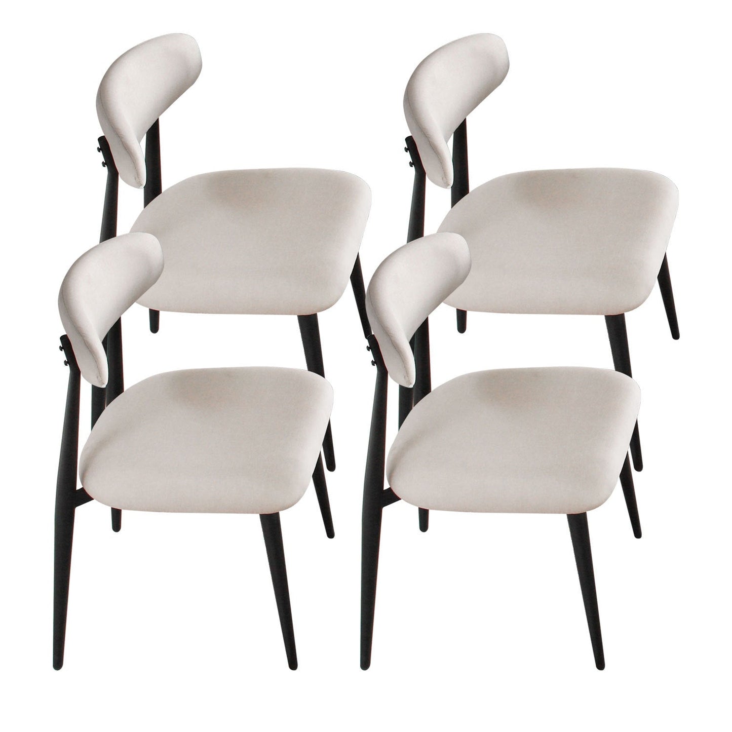 Sloan Modern Linen Side Chairs with Black Legs, Light Gray