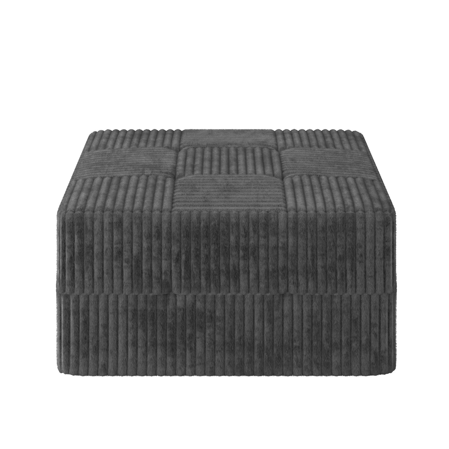 Peregrine Mid-Century Modern Square Corduroy Ottoman, Gray