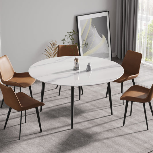 Saffron 59.05"Modern Artificial Stone Dining Table with Black Legs