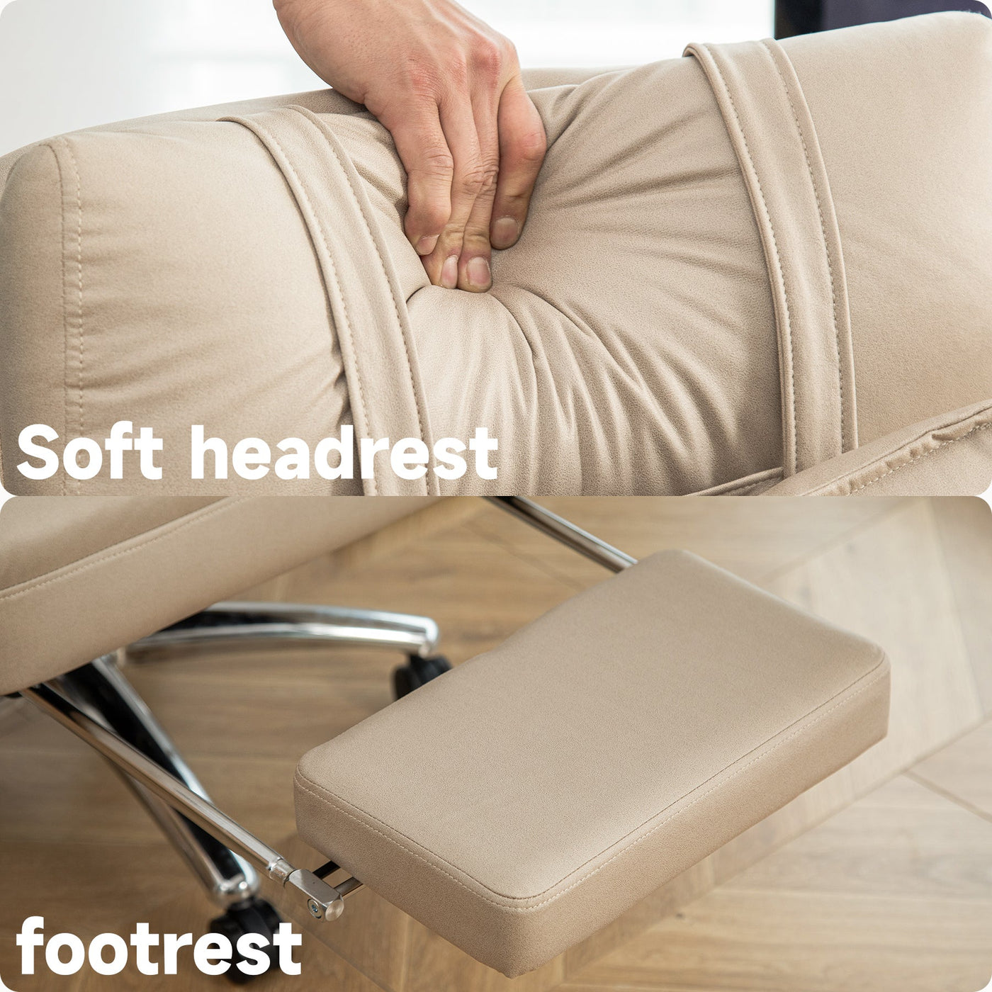 Laughton Tech Leather Ergonomic Office Chair, Beige