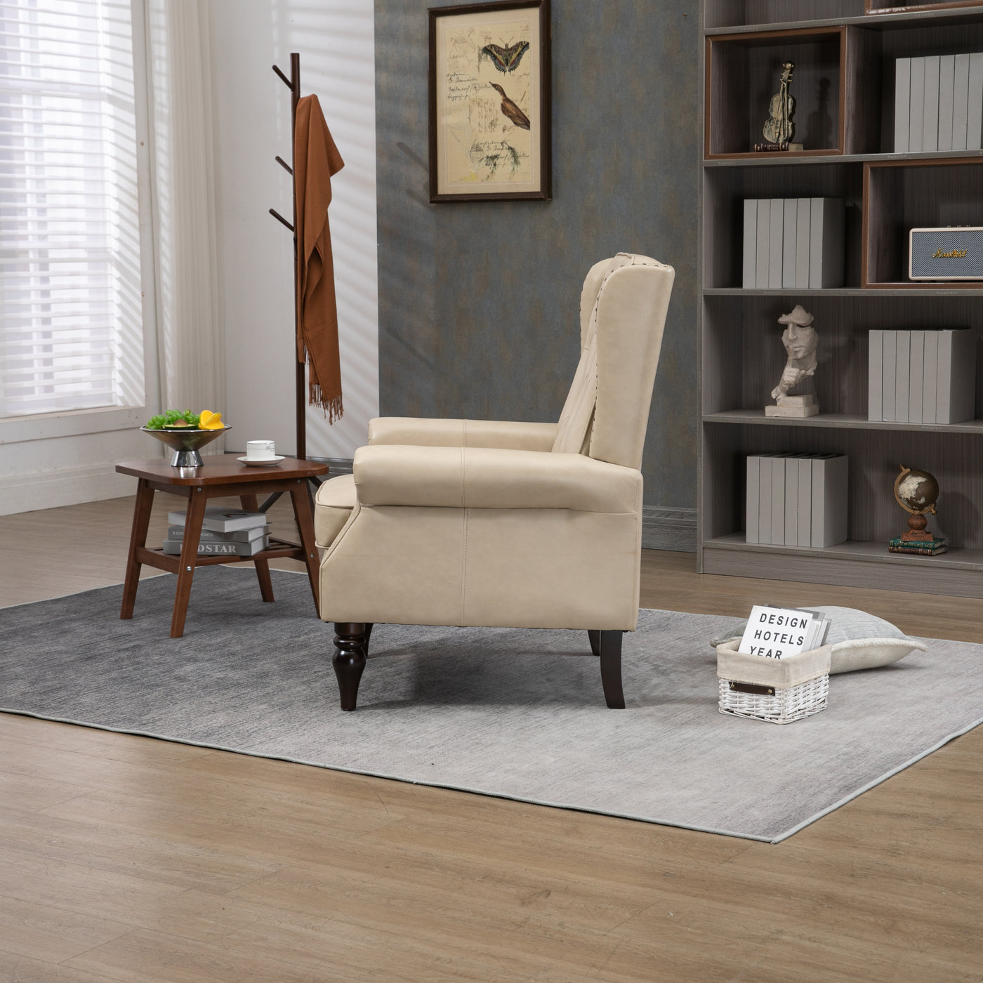 Mason Traditional PU Leather Arm Chair - Cream