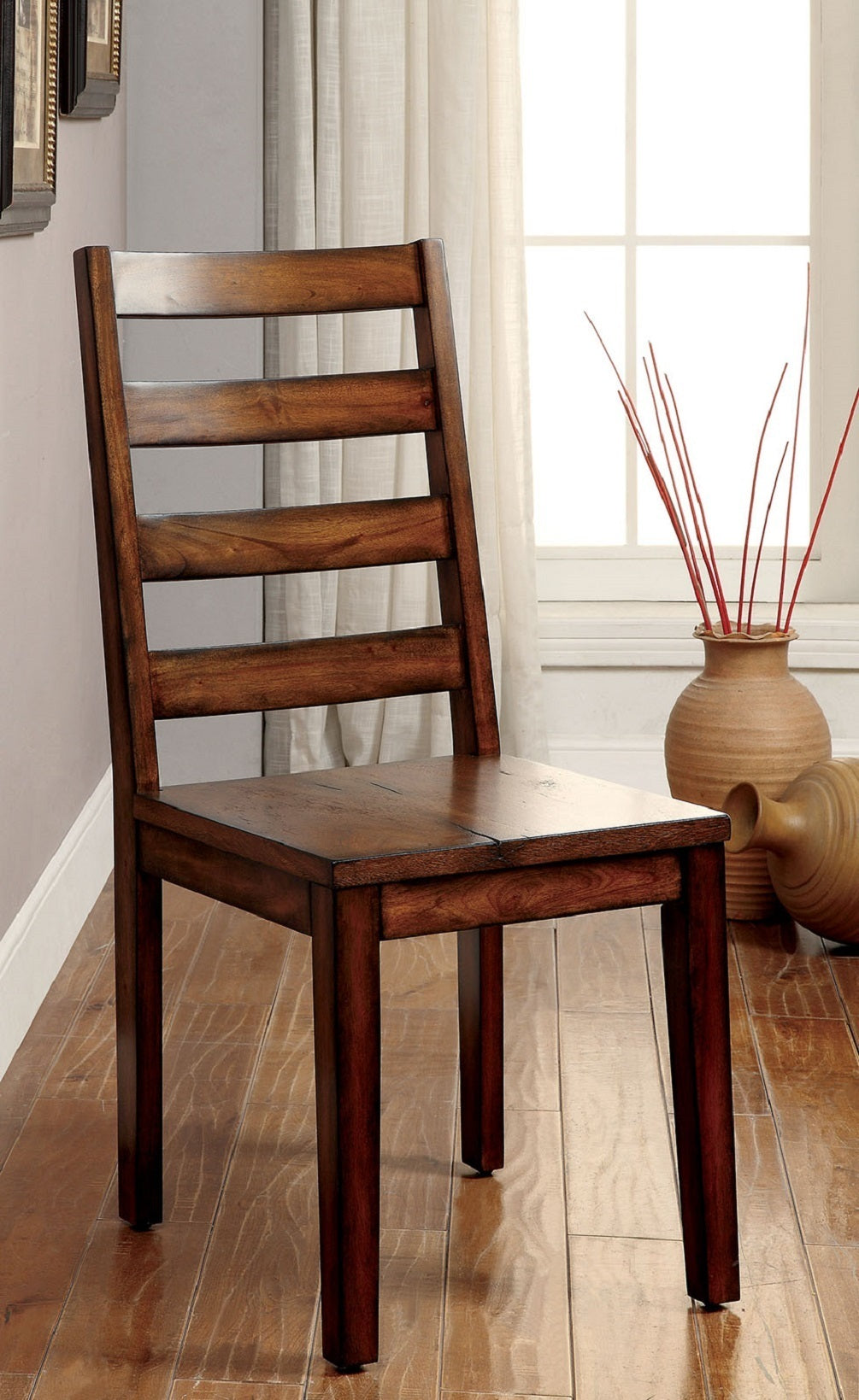 Amelia Solid Wood Slat Back Chair in Tobacco Finish (Set of 2)