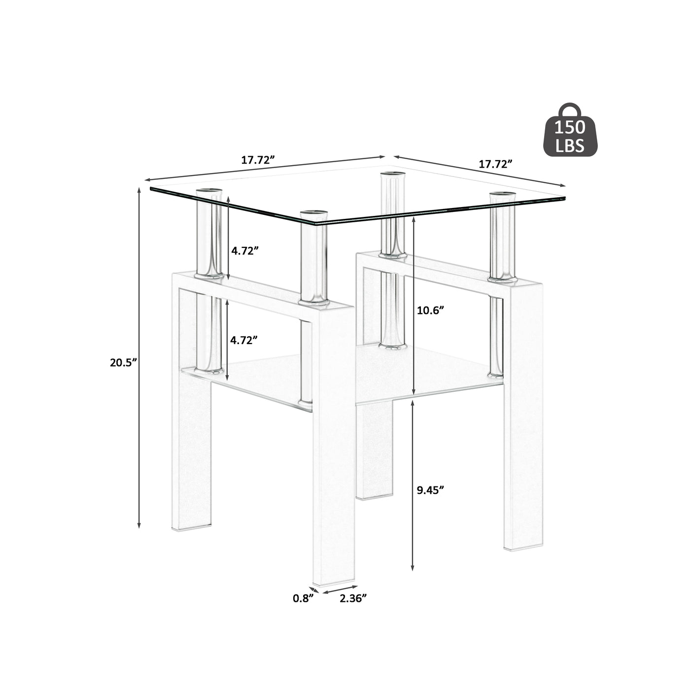 Melo Modern Glass Top Side Tables (Set of 2)