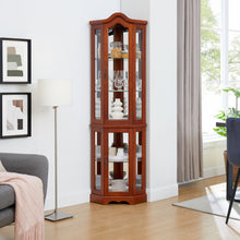 Beatrice Traditional Curio with Adjustable Shelves & Mirror Back, Walnut