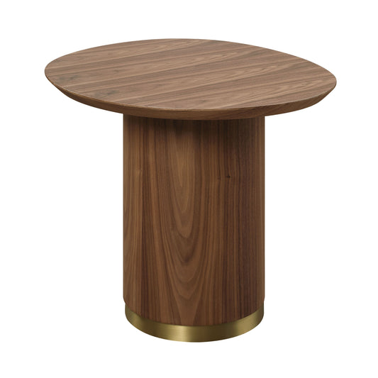 Willene Modern Ceramic Top Side Table with Walnut Pedestal Base
