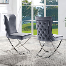 Sofa Tufted Back Glam Side Chairs with Silver Legs (Set of 2)