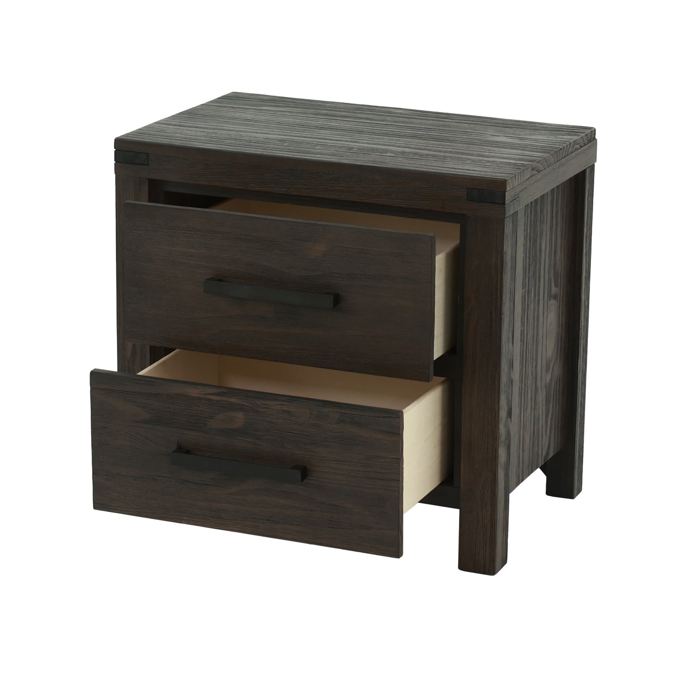 Bennett Rustic 2-Drawer Wooden Nightstand, Brown