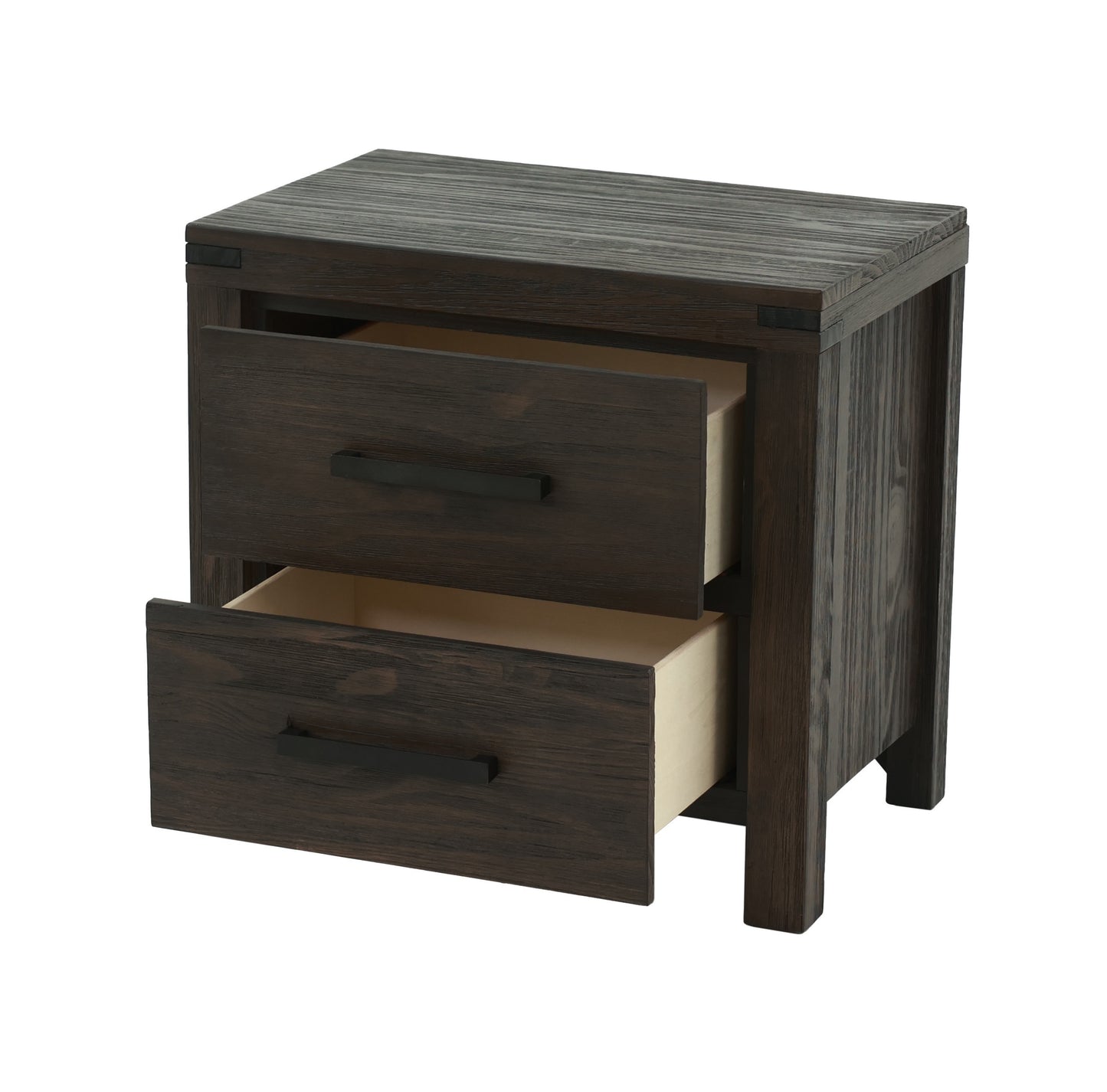 Bennett Rustic 2-Drawer Wooden Nightstand, Brown
