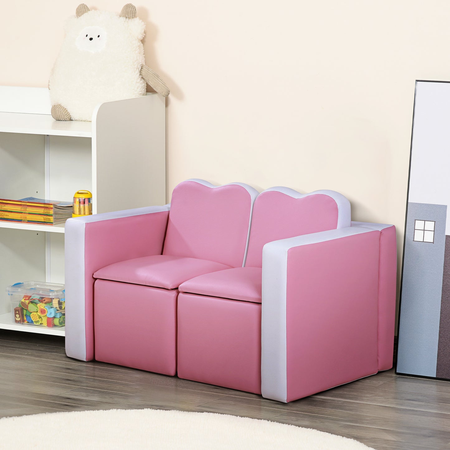 LolliPop 2-in-1 Convertible Kids Sofa Set – Pink