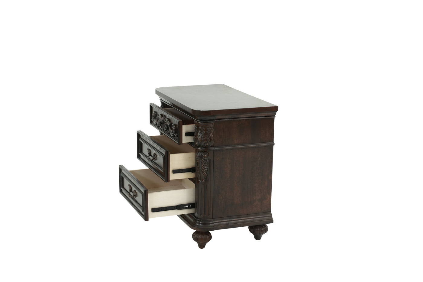 Hayes Traditional Antique Walnut Nightstand with Hanging Pulls