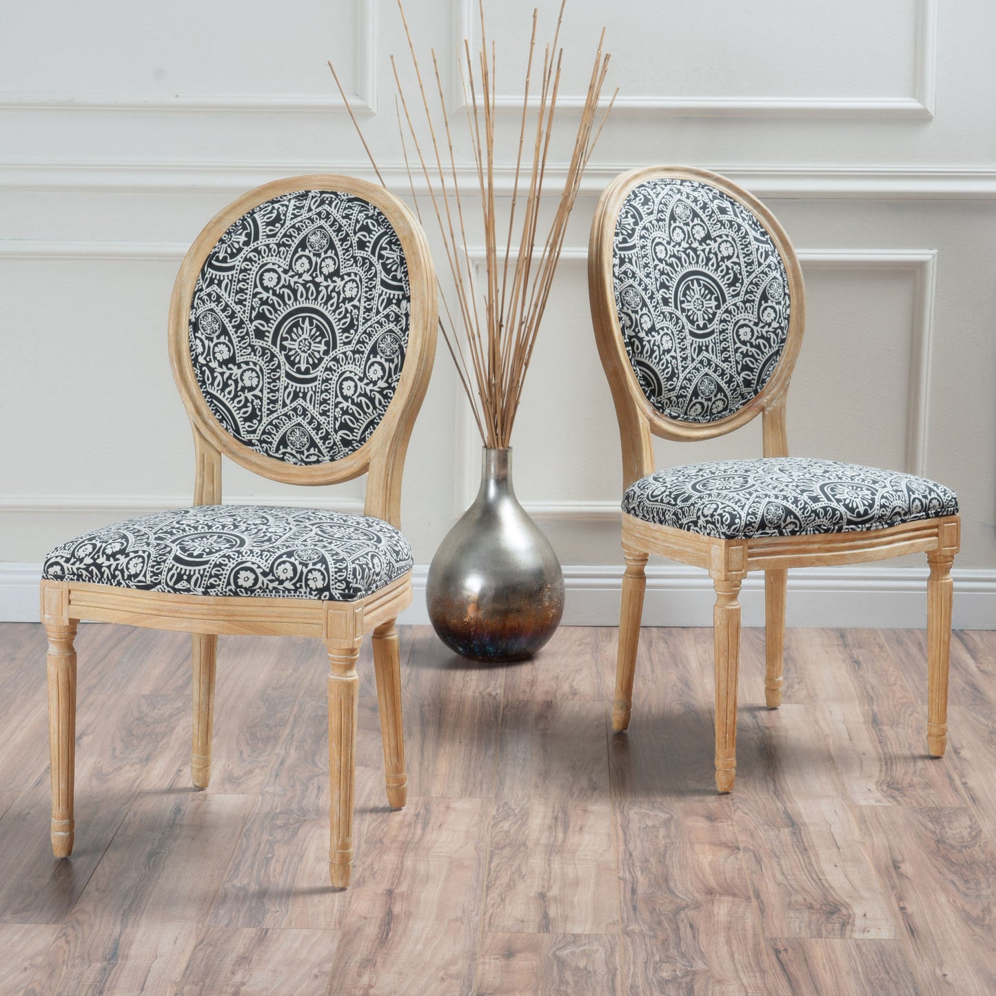 Etta Traditional Oval Back Side Chairs (Set of 2)