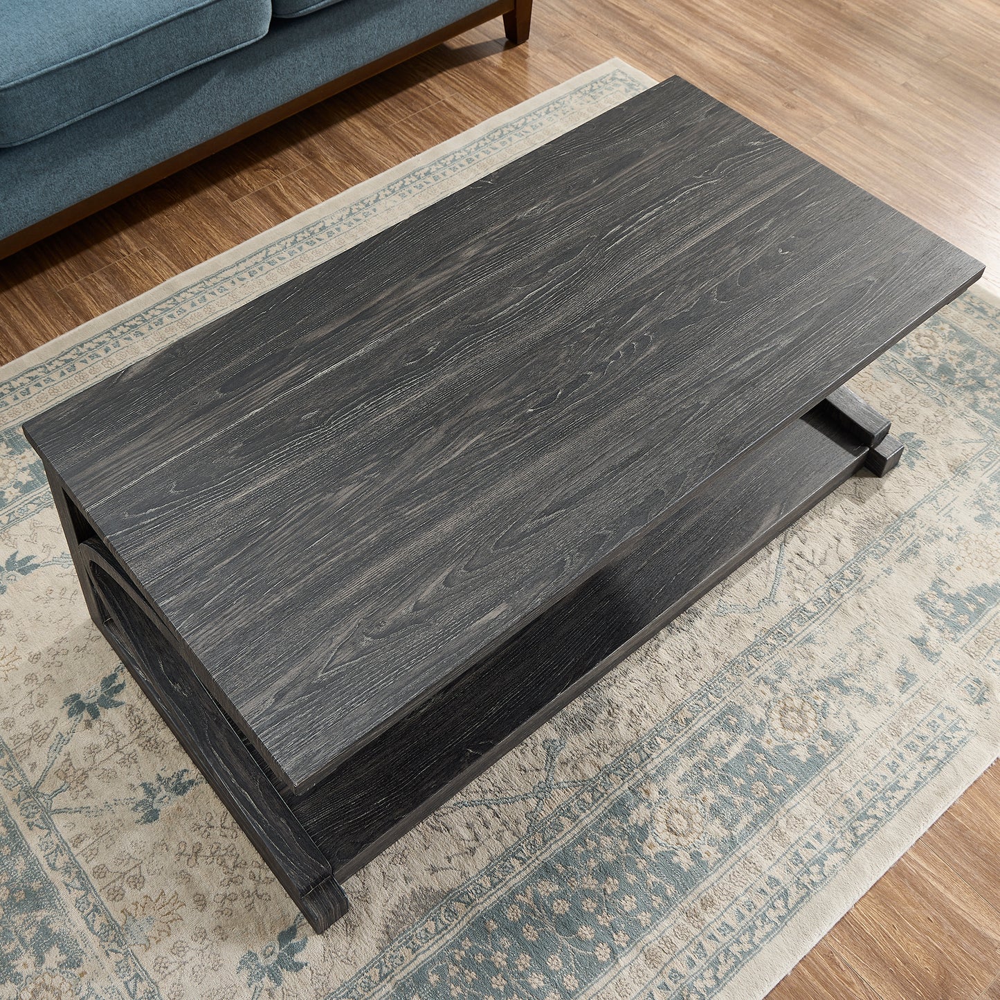 Cassian Unique Solid Wood Coffee Table, Black