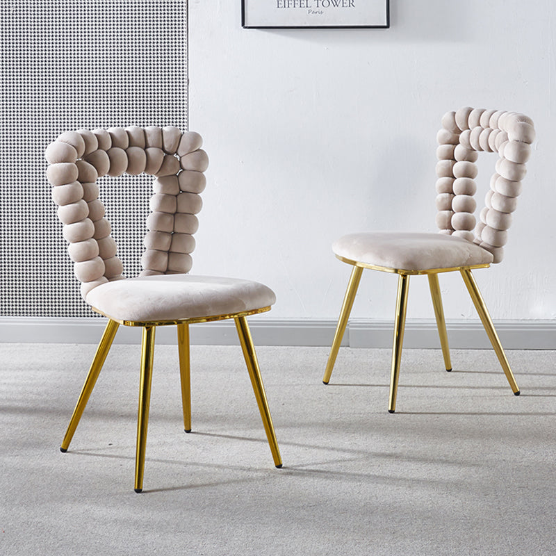 Vivette Modern Upholstered Side Chairs with Golden Metal Legs (Set of 2) Beige