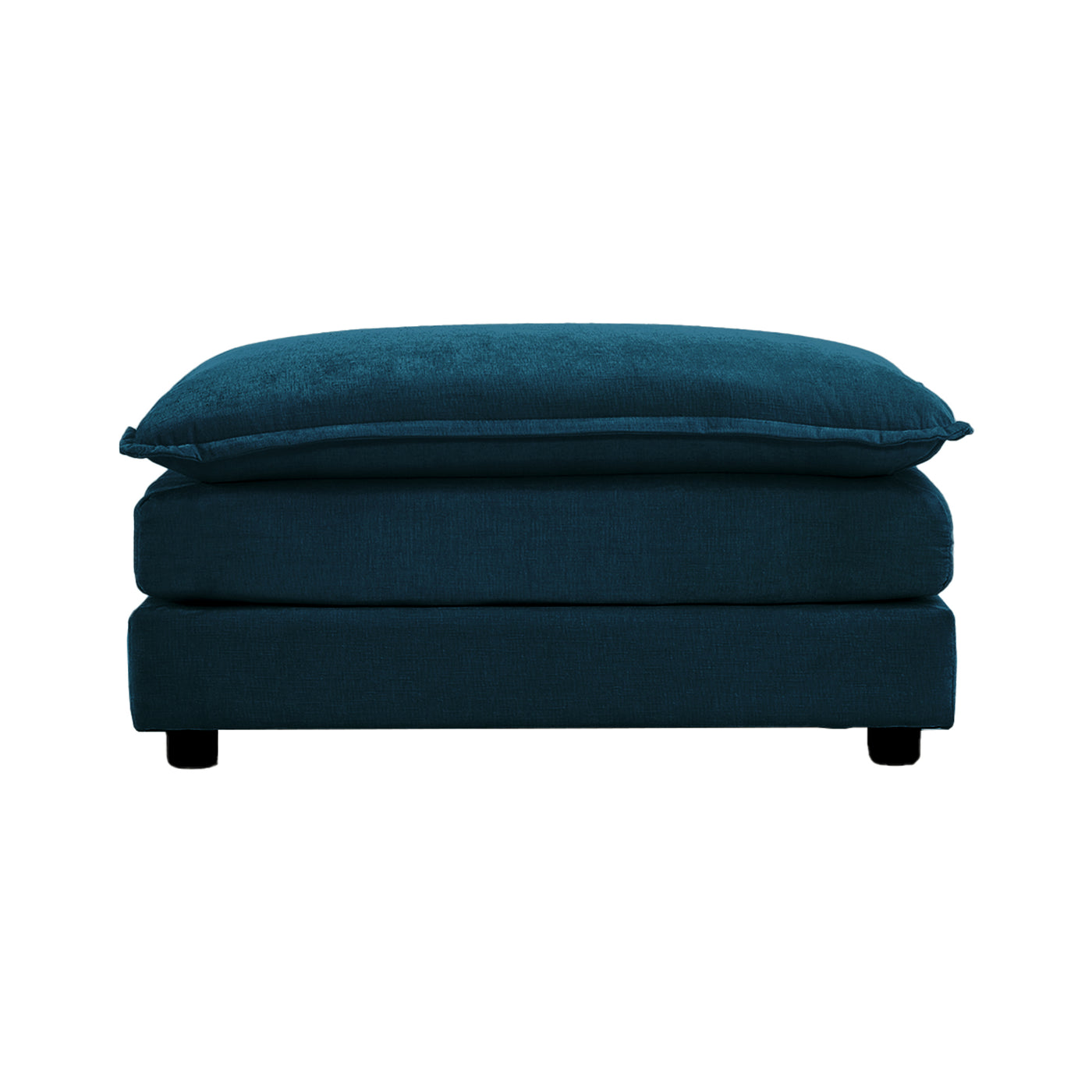 Farah Contemporary Chenille Upholstered Ottoman, Blue