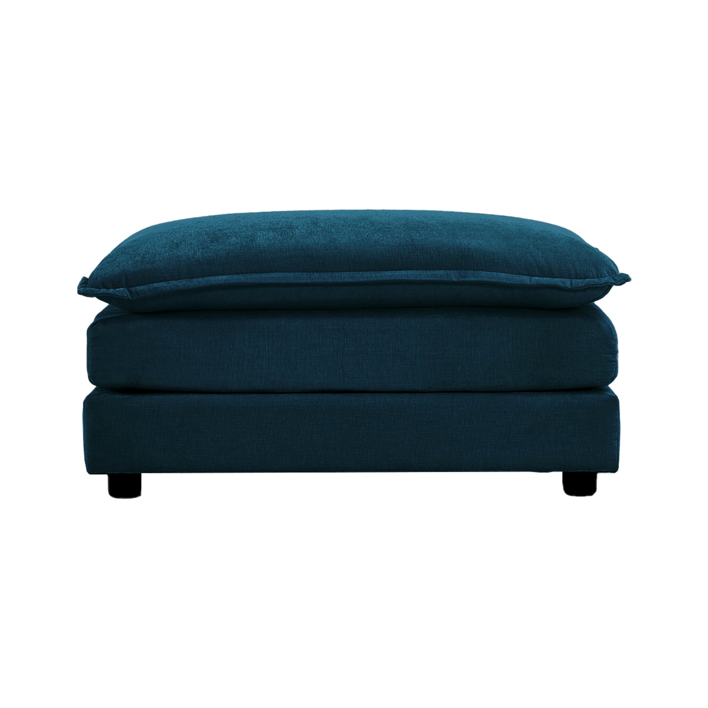 Farah Contemporary Chenille Upholstered Ottoman, Blue