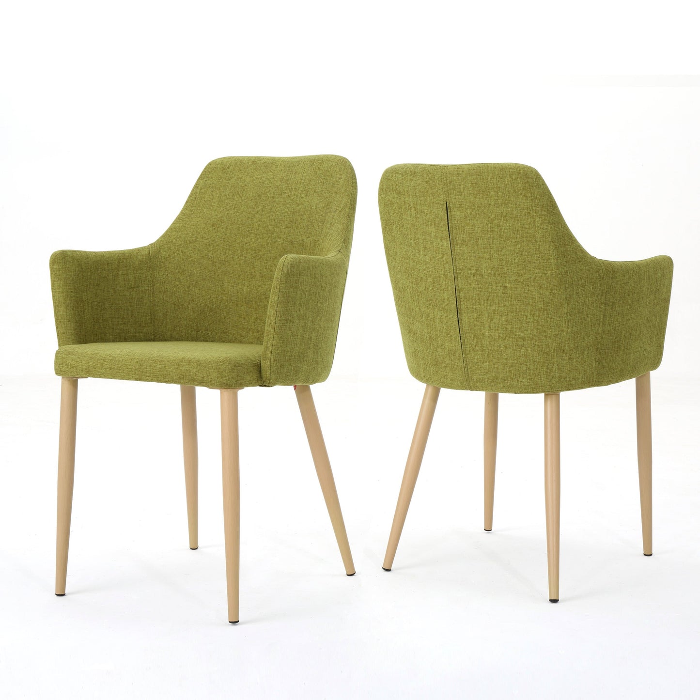 Vespera Mid-Century Modern Fabric Dining Armchairs Set of 2 Forest Green