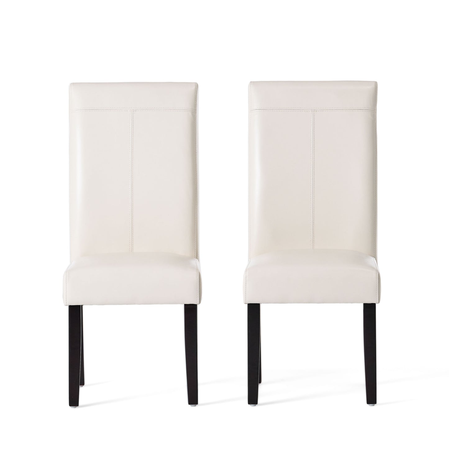 Hanford Modern PU Leather Side Chairs (Set of 2) Ivory