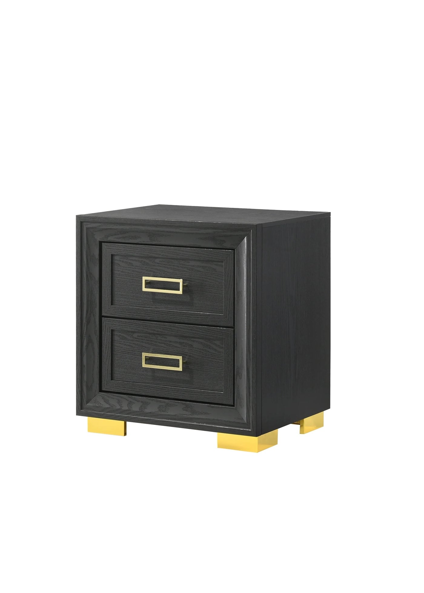 Shelly 2-Drawer Black & Gold Glam Nightstand