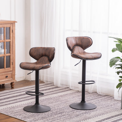 Masaccio Weathered Airlift Adjustable Bar Stools (Set of 2) Brown