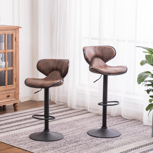 Masaccio Weathered Airlift Adjustable Bar Stools (Set of 2) Brown