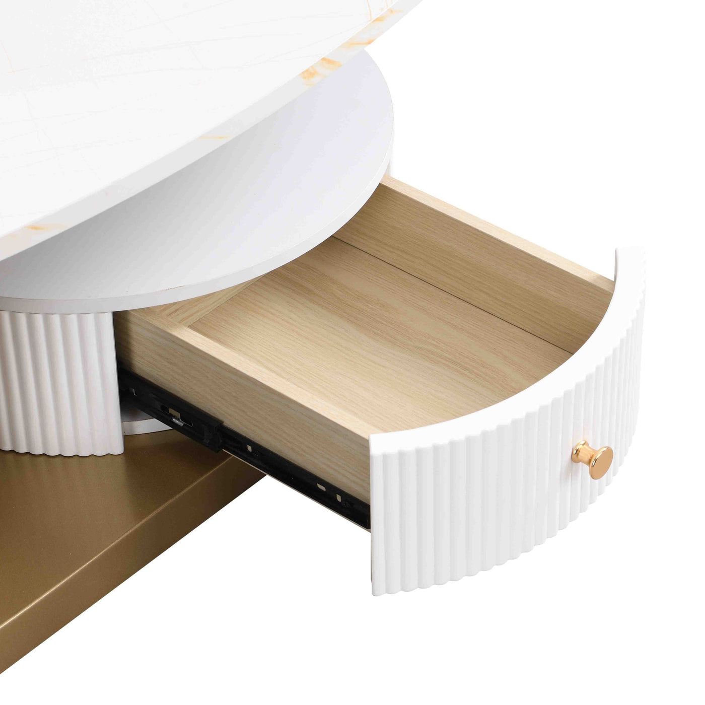 Flossie Modern Oval Nesting Table Set with Faux Marble Top, Brown & White