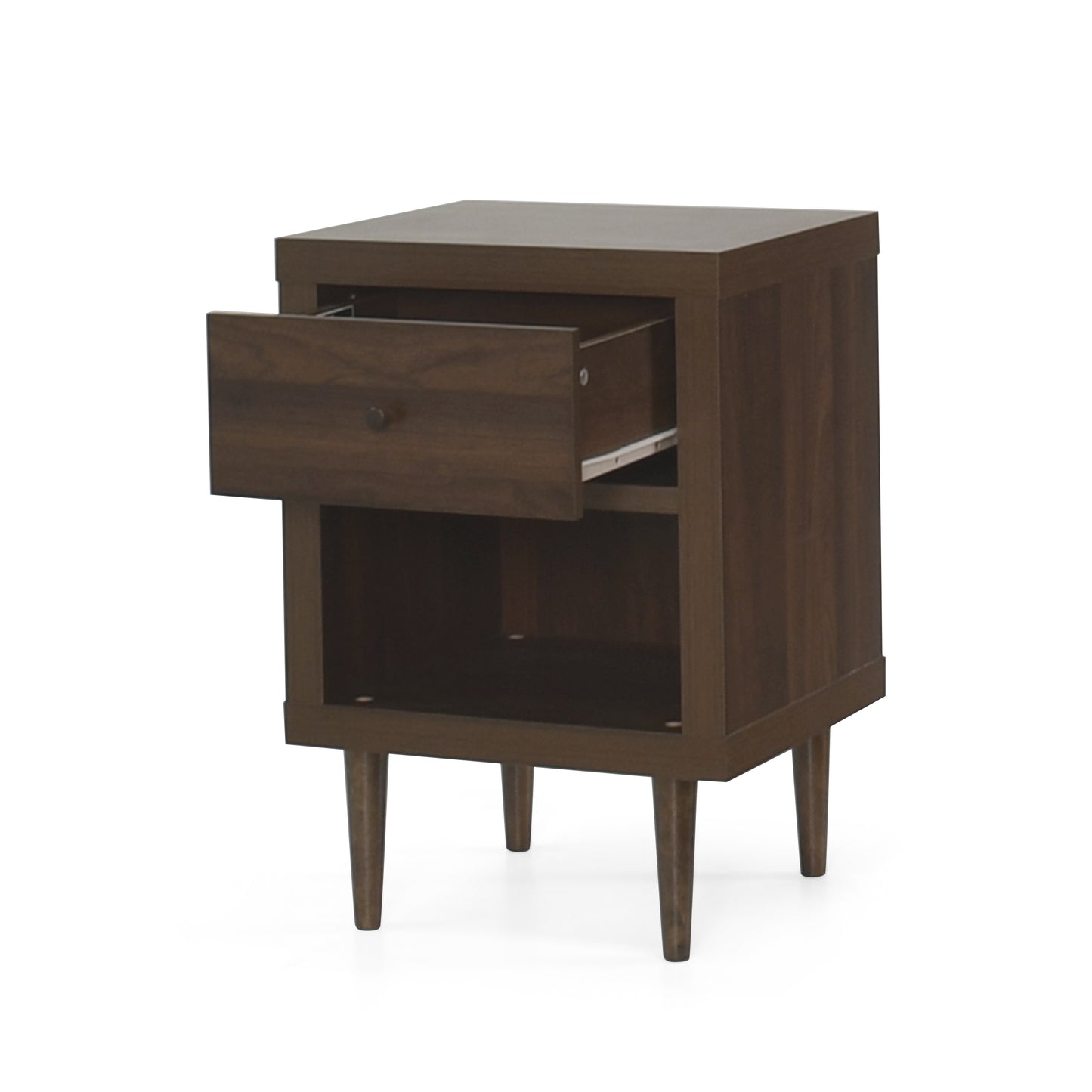 Priscilla Mid-Century Modern 1-Drawer Nightstand - Walnut