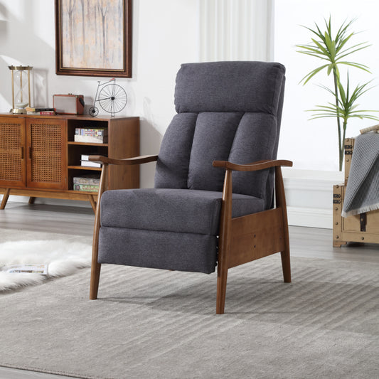 Asher Mid-Century Modern Lounge Chair with Wooden Frame - Dark Gray