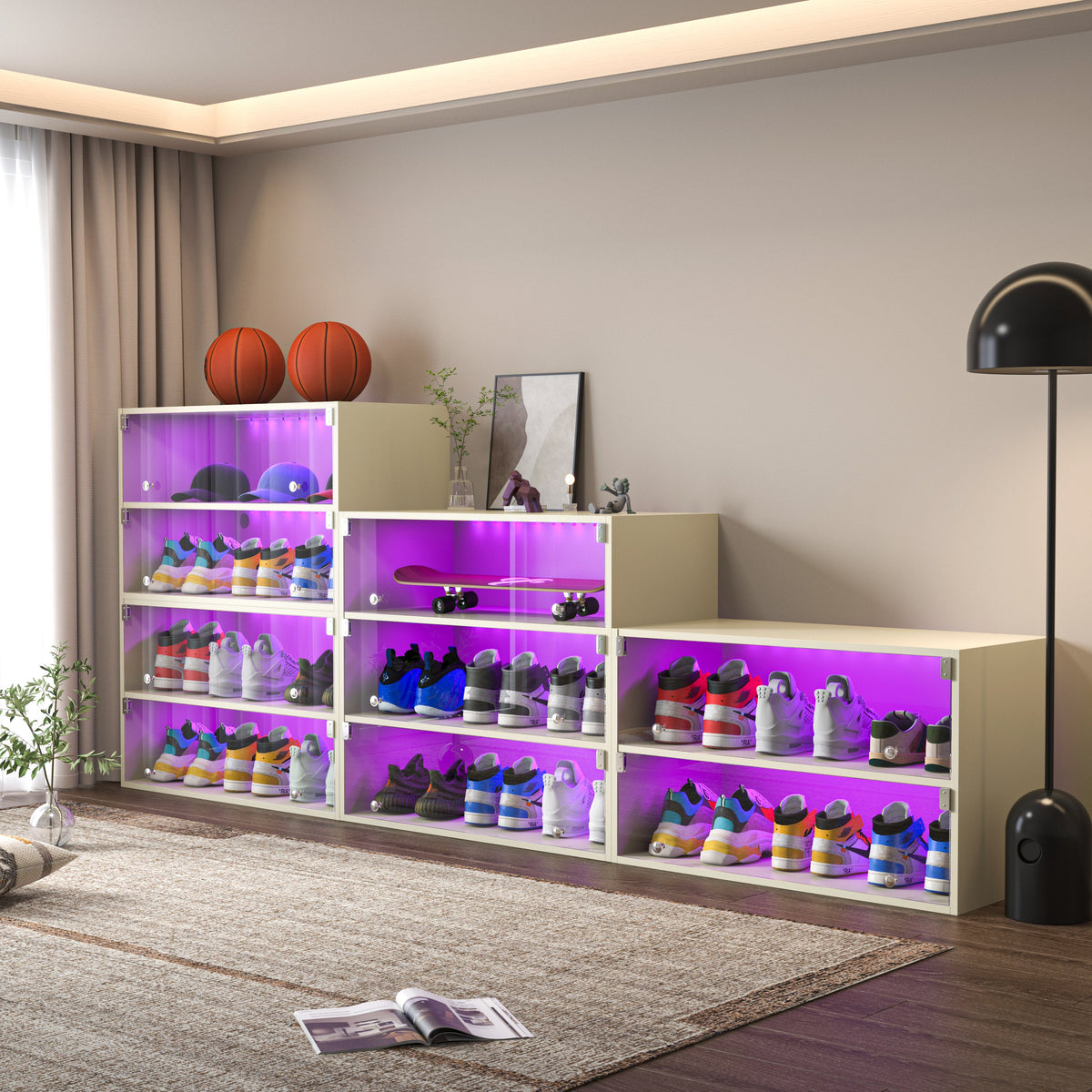 Sneaker Head 3-Layer LED Shoe Box , Off-White