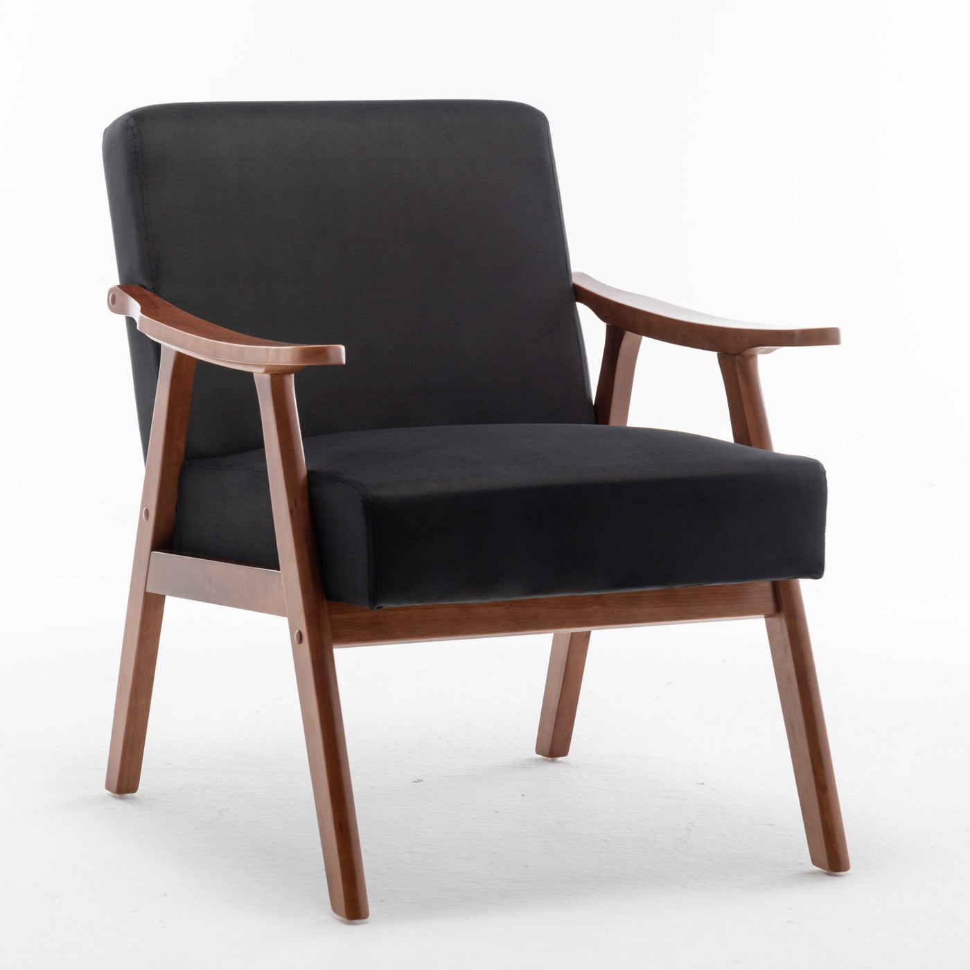 Lyraea Mid-Century Modern Black Velvet Wingback Accent Chair