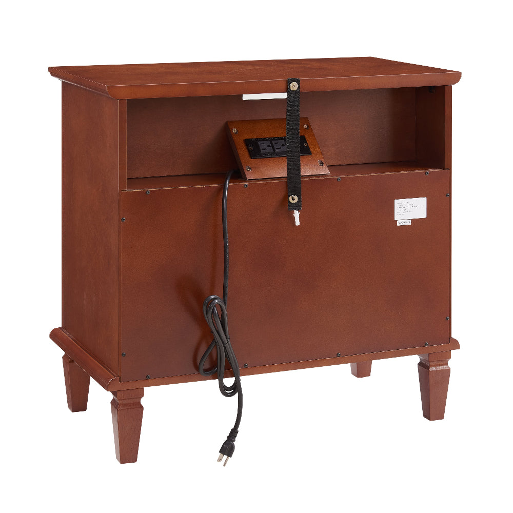 Marilla 2-Drawer Farmhouse Nightstand with USB, Walnut