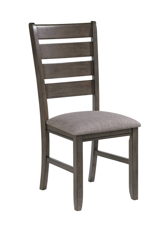Hanson Transitional Solid Wood Side Chairs with Linen Padded Seats Set of 2 Gray