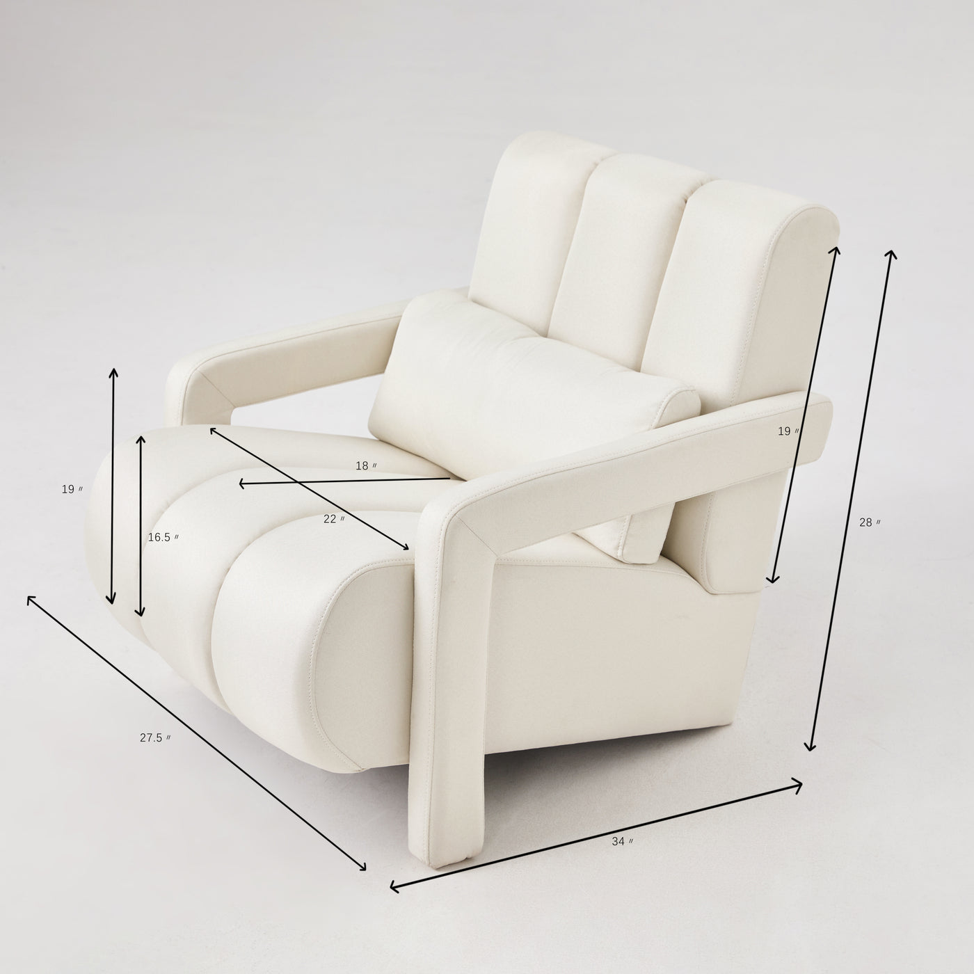 Pax Modern Beige Linen Accent Chair with Pillow