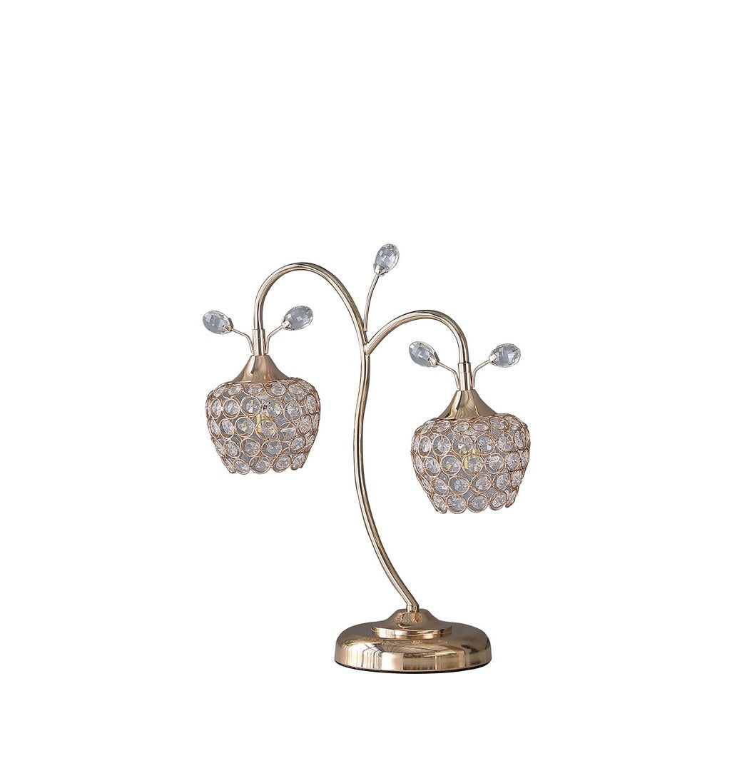 California Home - 17.25' Rose Gold 2-Floral Bell Glam Metal Table Lamp