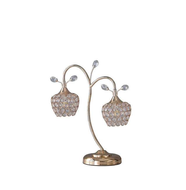 California Home - 17.25' Rose Gold 2-Floral Bell Glam Metal Table Lamp