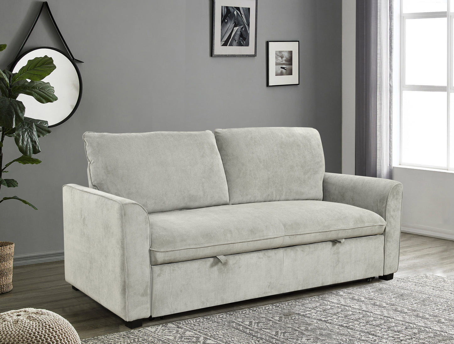 Sophia 78" Modern Light Gray Linen Sleeper Sofa