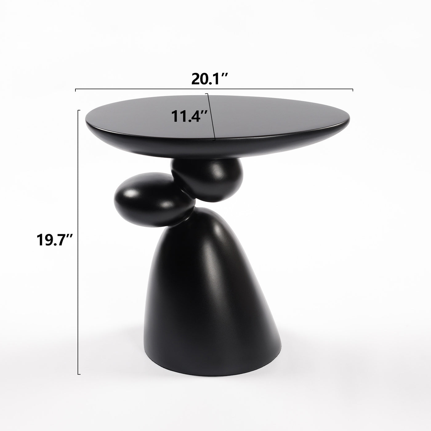 Lucky Art Deco Fiberglass End Table, Black