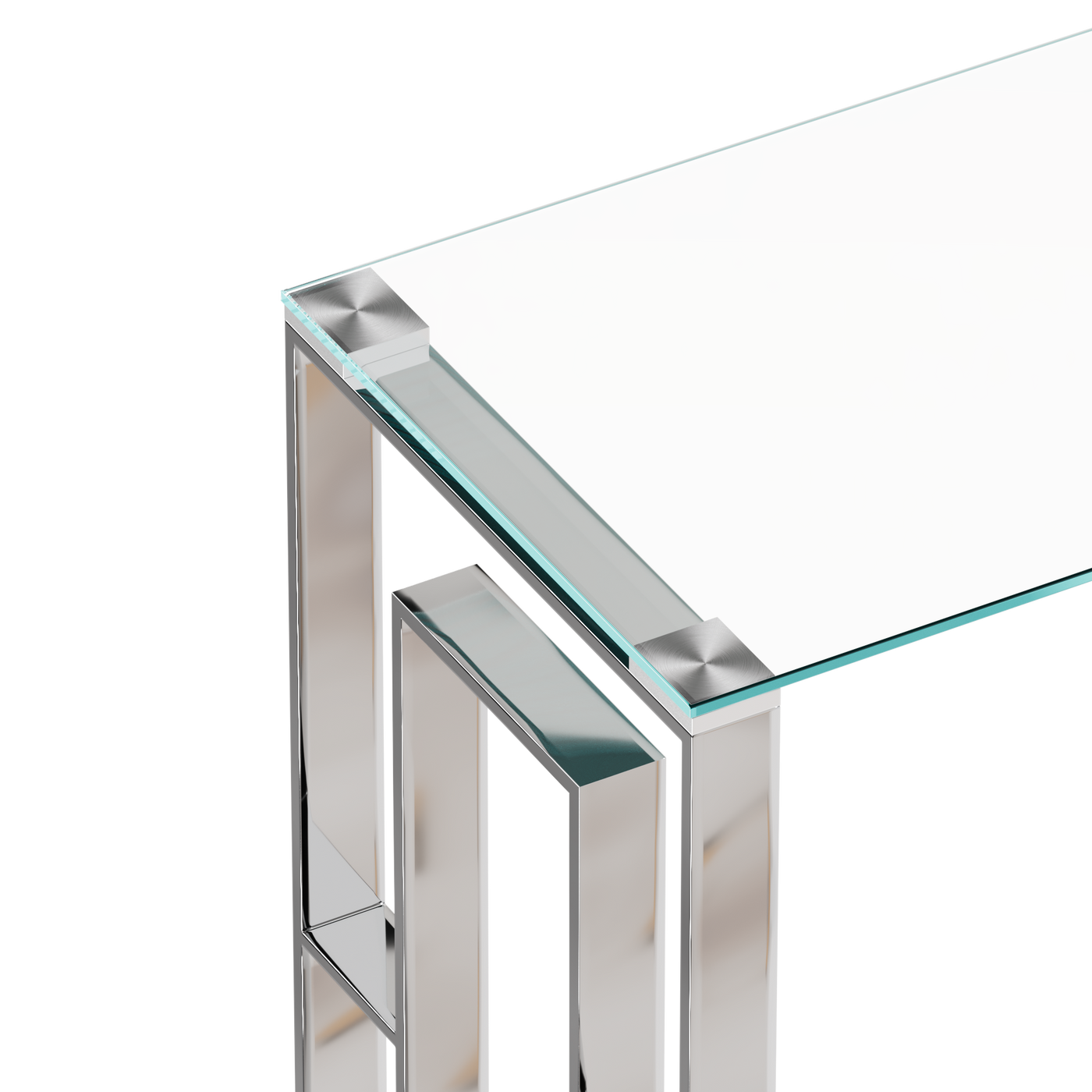 Chic Elegance Silver Stainless Steel & Glass Console Table