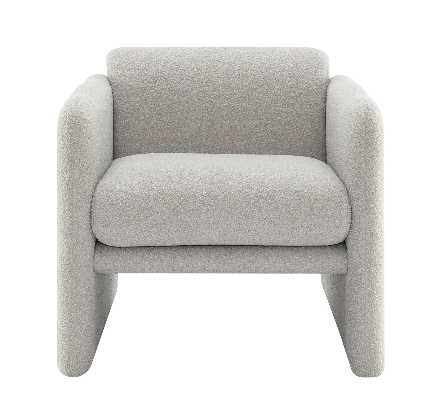 Ocean Teddy Fabric Upholstered Arm Chair, Light Gray