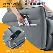 Carls PU Leather Power Swivel Rocker Recliner, Gray