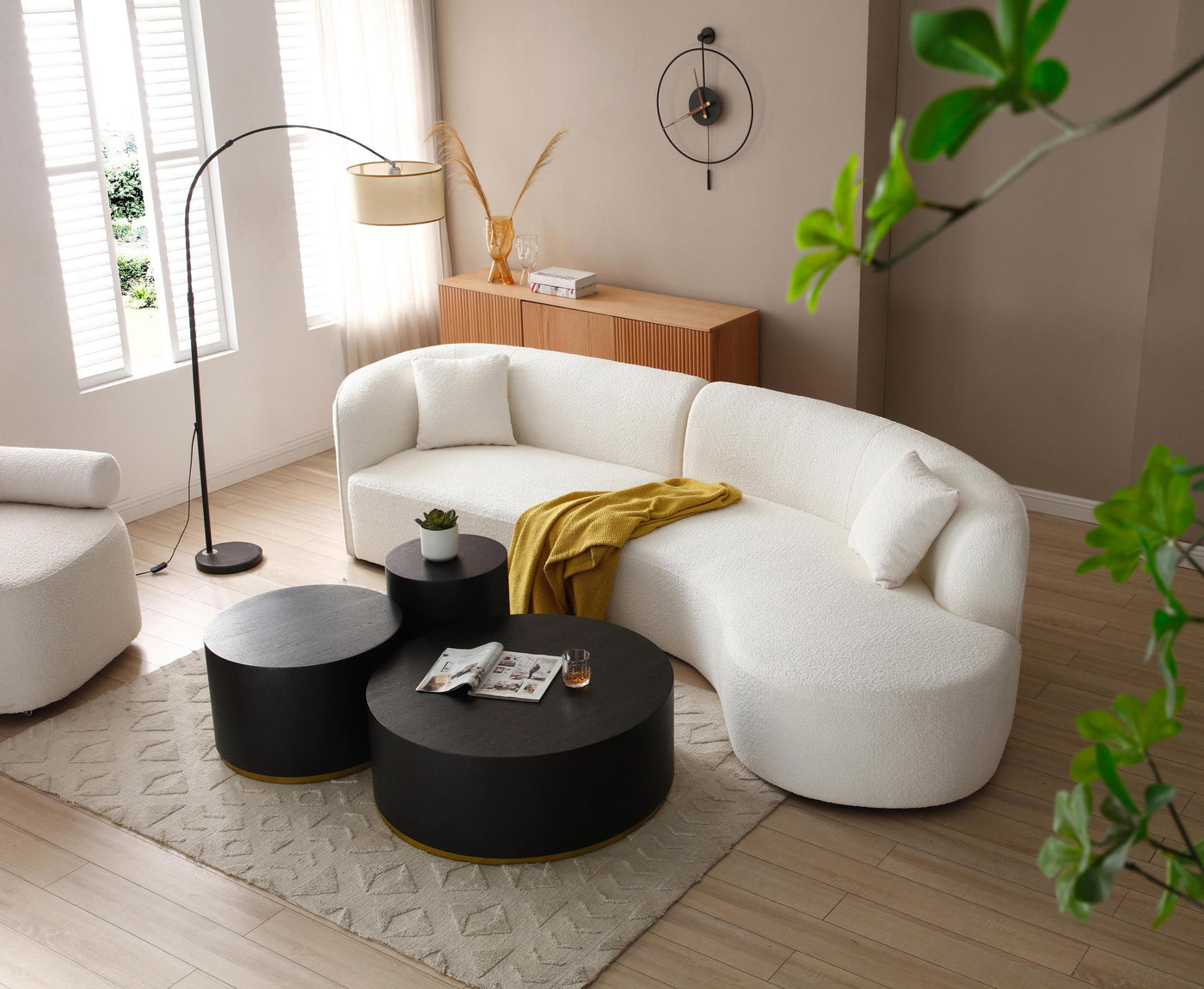 Justone Modern 3-Piece Accent Table Set - Black & Gold