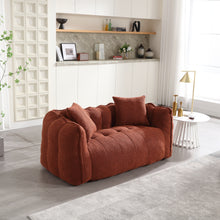 Remiel Plush Chenille Upholstered Beanbag Chair with High Resilience Foam, Red