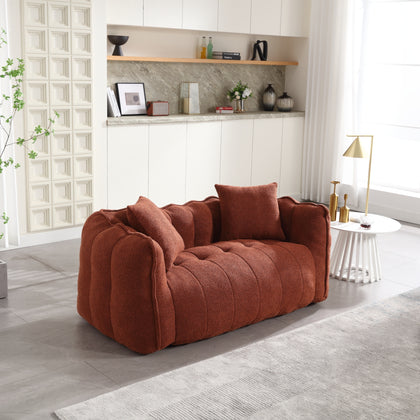 Remiel Plush Chenille Upholstered Beanbag Chair with High Resilience Foam, Red