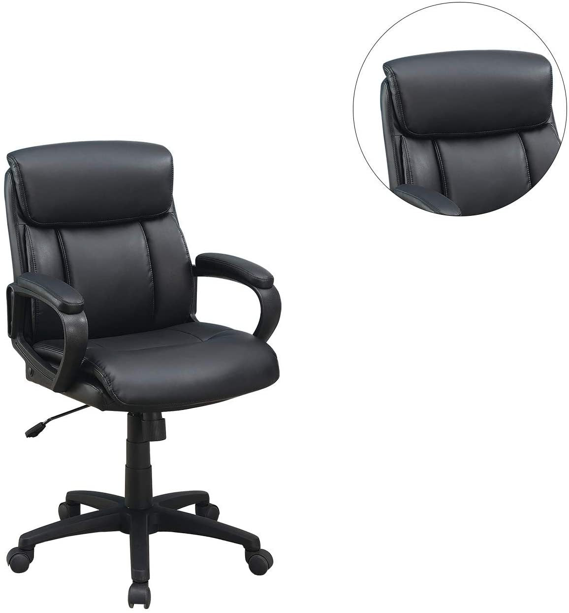 Modern PU Leather Executive Office Chair, Black