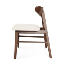 Vida Mid-Century Modern Side Chairs in Walnut with Beige Seat (Set of 2)