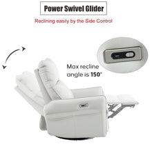 Garnet 270° PU Leather Power Swivel Rocker Recliner Chair, Gray