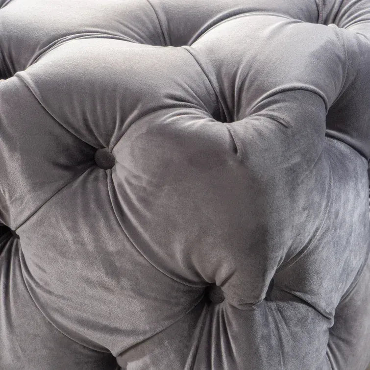 Dorian Modern Tufted Velvet Ottoman, Gray