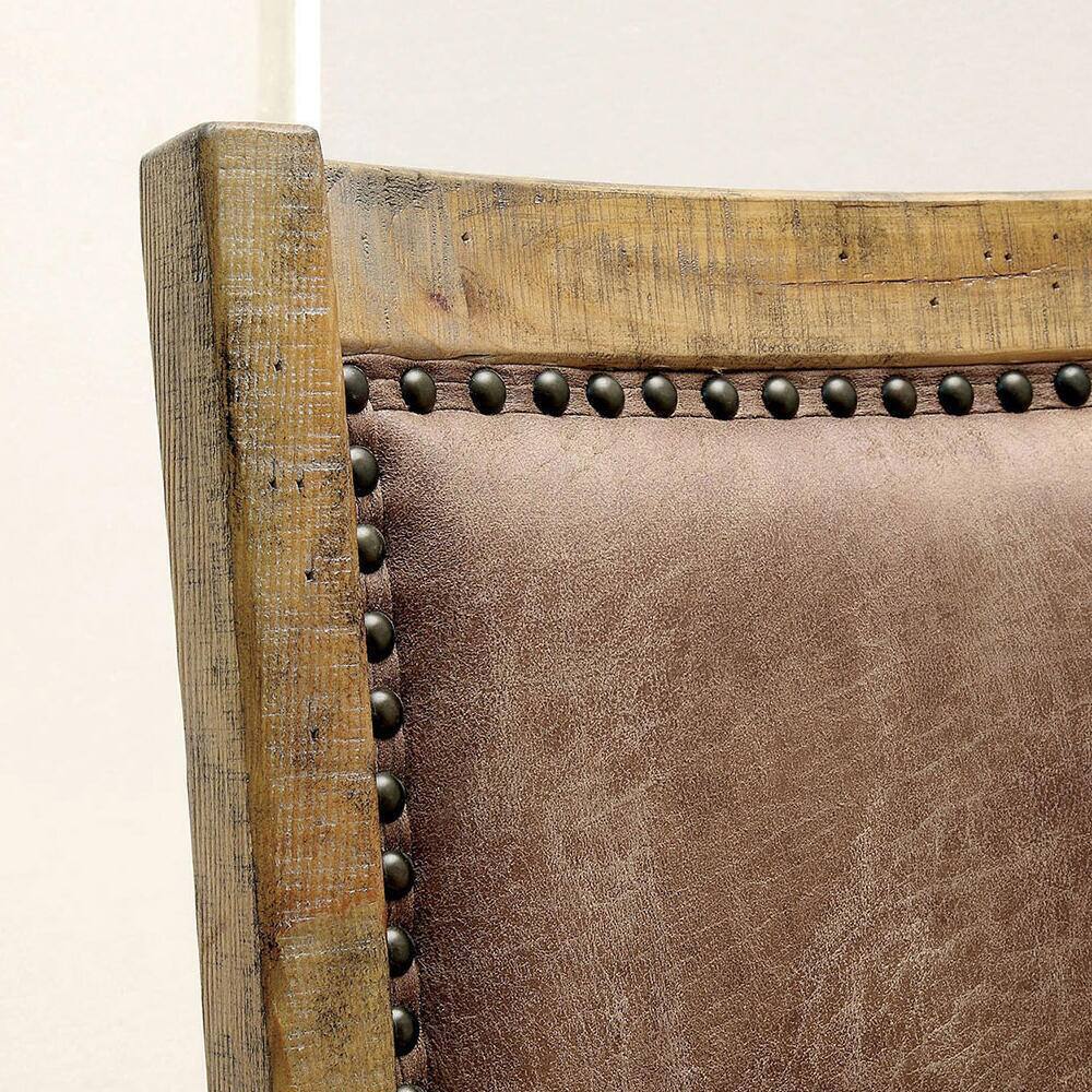 Mabel Rustic Dining Side Chairs with Nailhead Trim Set of 2 Rustic Oak